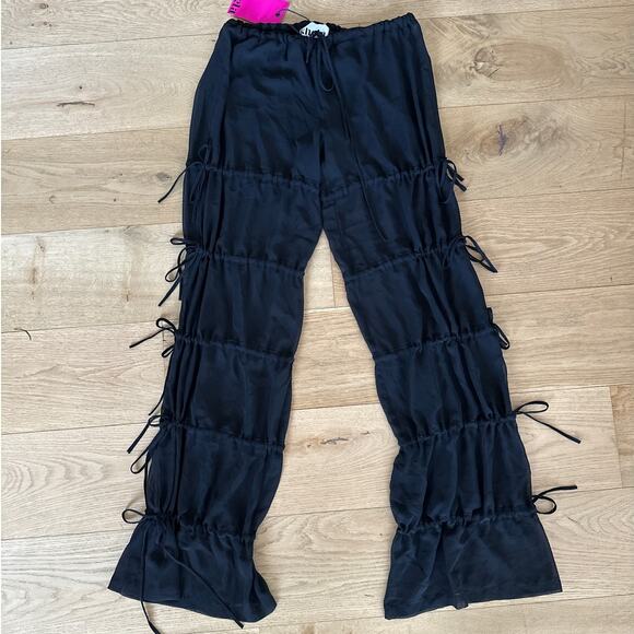 Khela - Back To Black Sheer Side Tie Pants in Black - Picture 1 of 7